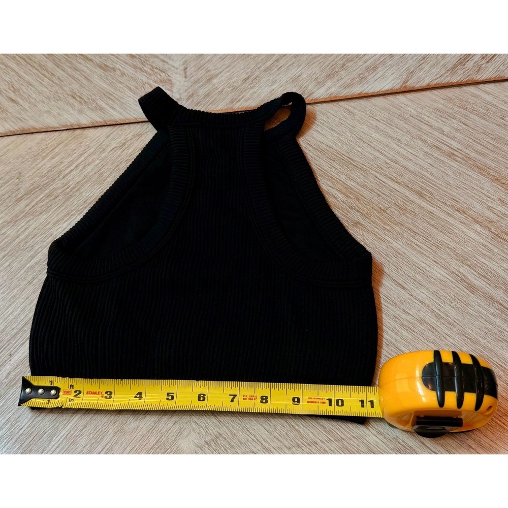 Aerie Black Ribbed Halter Crop Top Size S - Picture 5 of 5